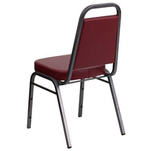 Flash Furniture Hercules Series Trapezoidal Back Stacking Banquet Chair In Burgundy Vinyl - Silver Vein Frame #TOP4