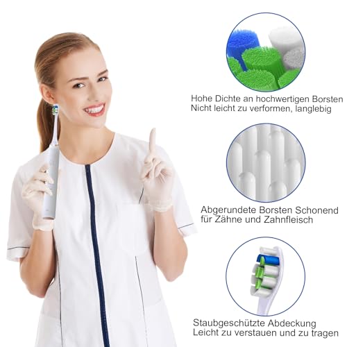 16er Precision Clean Ersatzbürsten Kompatibel mit Philips Sonicare Schallzahnbürste, 8er Schwarz und 8er Weiß Bürstenköpfe. – Bild 7