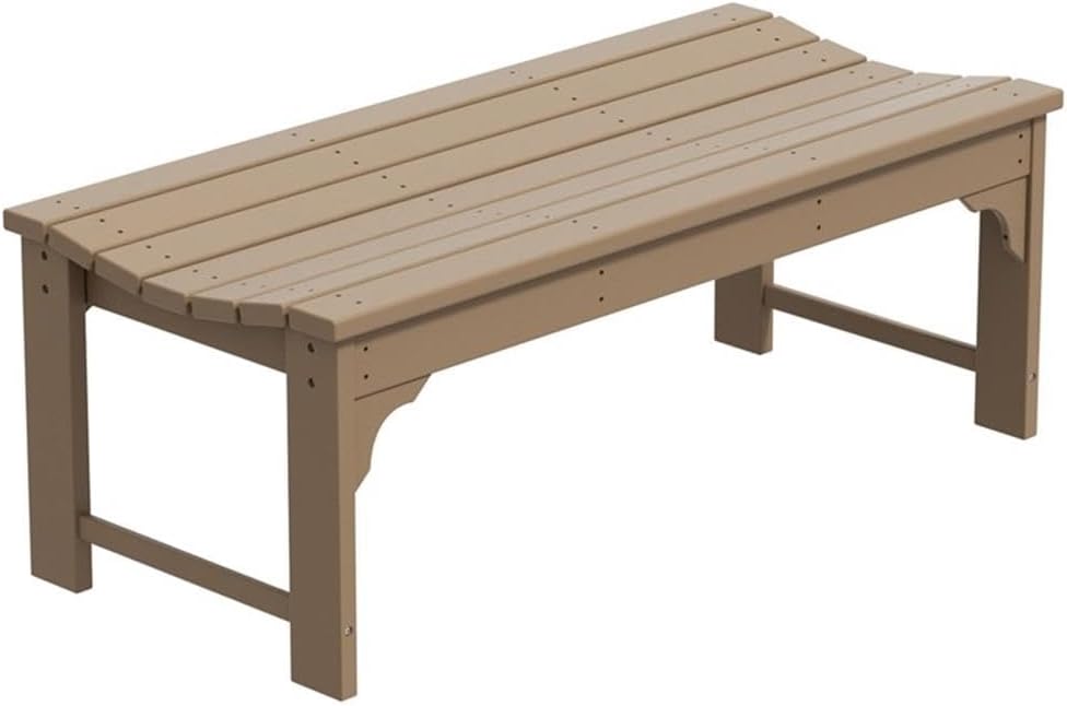 Costaelm Outdoor Benches Weatherproof, All Weather Resistant Park Bench Poly Lumber Backless Garden Bench Seat for Entryway Front Porch, Weathered Wood
