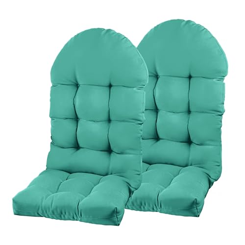 PNP HWJIAJU Adirondack Chair Cushion, Rocking Chair Cushion 44x19.4x4 inch, High Back Patio Cushions of Upper and Lower with Ties, Sunscreen and Fade-Resistant (Lake Blue, 2)