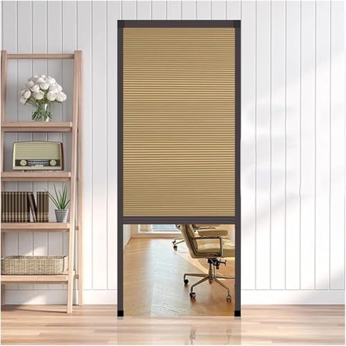 Porte coulissante pliante, porte d'intimité étanche et réglable, cloison de séparation sans perçage et peu encombrante avec ouverture haut/bas pour salle de bain, cuisine et buanderie (marron 67