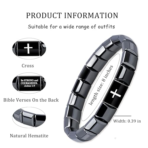 Pulsera de cruz de hematita para hombre miniatura 4