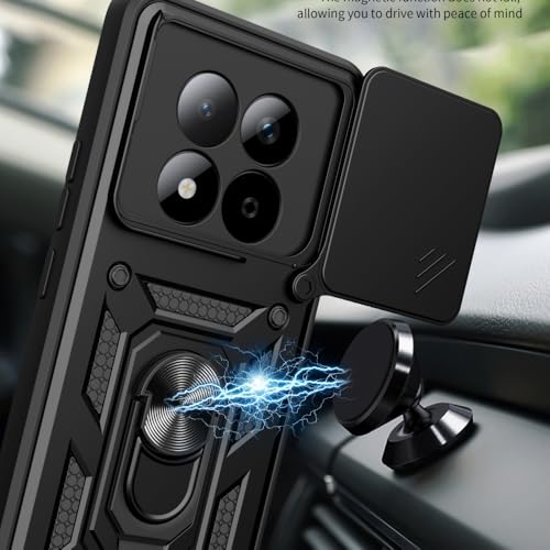 Image of Heavy Duty Back Case Cover for Redmi Note 15 5G, Shockproof Redmi Note 15 Back Cover, Ring Case with Kickstand and Camera Protection Shutter - Black