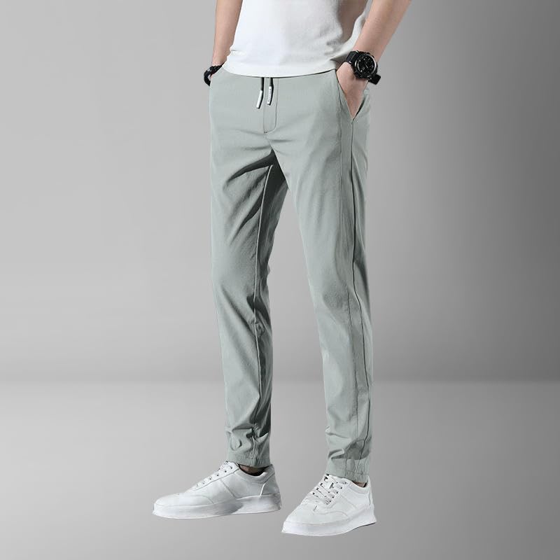 Men's Summer Thin Ice Silk Korean Style Slim Straight Business Casual Pants3