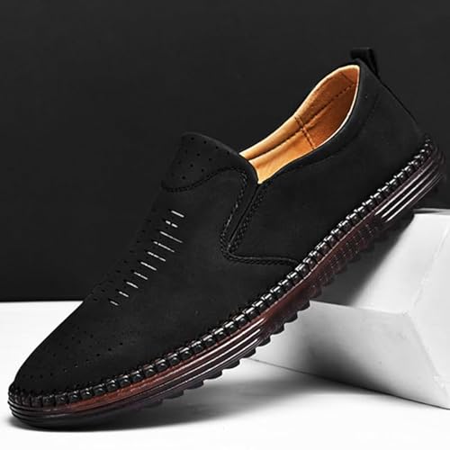 Men's Handmade Leather Loafers Comfortable Cowhide Slip-On Breathable Anti-Slip Summer Driving Shoes2