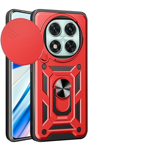 Kukoufey Compatible with Xiaomi Redmi Note 14 Pro 5G Case Cover,with Slide Camera Lens Cover Compatible with Xiaomi Redmi Note 14 Pro 5G 24090RA29C Case Red