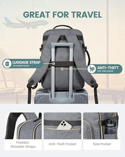 Image of LOVEVOOK 40L Travel Backpack Flight Approved Carry on Backpack,3 Packing Cubes,Waterproof Personal Item Travel Bag,TSA Carry on Luggage Suitcase Travel Essentials,Gifts for Women & Men,fits 17 inch Laptop