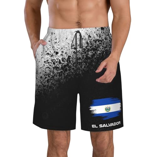 NAFSKL El Salvador Flag Mens Swim Trunks Board Shorts Quick Dry Swim Shorts Summer Swimsuit Beach Shorts with Pockets