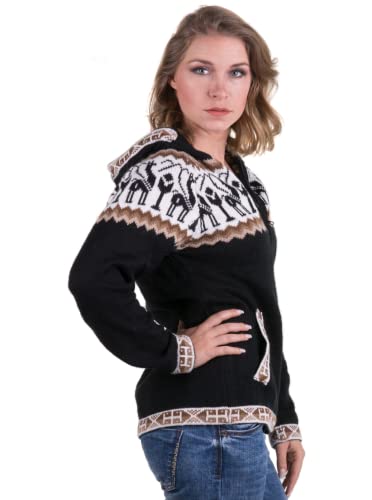 Image of Gamboa Alpaca Cardigan Sweater for Women Hooded Knit Fall Winter Lady Womens Lightweight Sweaters