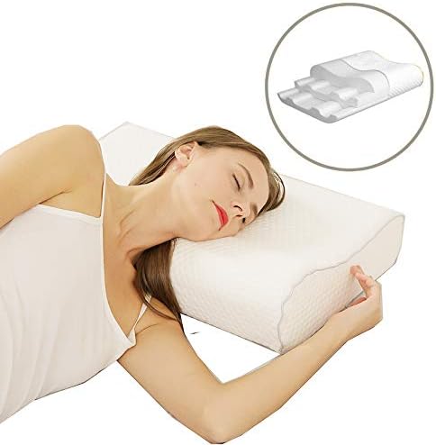 Contour Memory Foam Pillow Orthopedic Sleeping Pillows Cervical Pillow for Neck Pain Side Sleepers Back and Stomach Sleepers Eyemask and Eraplug for Gift