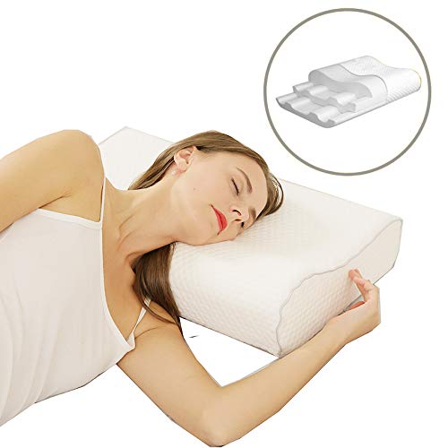 Contour Memory Foam Pillow Orthopedic Sleeping Pillows Cervical Pillow for Neck Pain Side Sleepers Back and Stomach Sleepers Eyemask and Eraplug for Gift