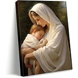 Décoration Chrétienne Dévotionnelle: Une représentation intemporelle de la maternité et de la foi, parfaite pour créer une atmosphère sereine dans votre salon ou bureau