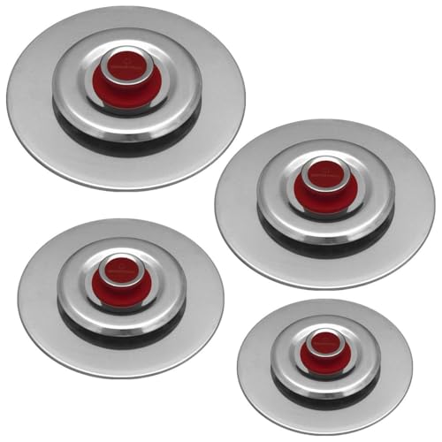 Ventur Magic Coperchi Magici in Acciaio Inox Pomello in Bachelite Un sistema di cottura vero e proprio che si adatta ad ogni pentola e padella di ogni diametro Sostitisce diversi elettrodomestici: friggitrice, grill, tostapane, forno ventilato, vaporiera Coperchio Ø 25 cm + 27 cm + 31 cm + 35 cm finitura lucida con cappello lucido e pomolo rosso Frigge a bassa temperatura, l'olio non raggiunge il punto di fumo e può essere riutilizzato anche per 4/5 volte Si possono friggere più cibi contemporaneamente senza che gli stessi si passino i sapori Non sporca il piano di lavoro perchè evita la fuoriuscita di liquidi e di schizzi e permette di cucinare in sicurezza