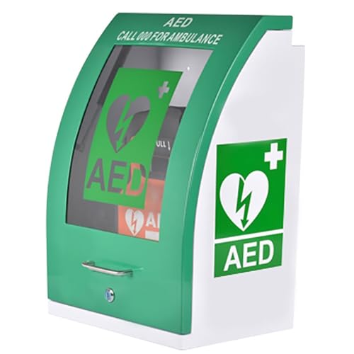 STWBHW Armario de Pared for desfibrilador AED, Soporte Ajustable, Armario de Primeros Auxilios for desfibrilador con Llave y Alarma, diseño Curvo, Armario de Almacenamiento de Acero