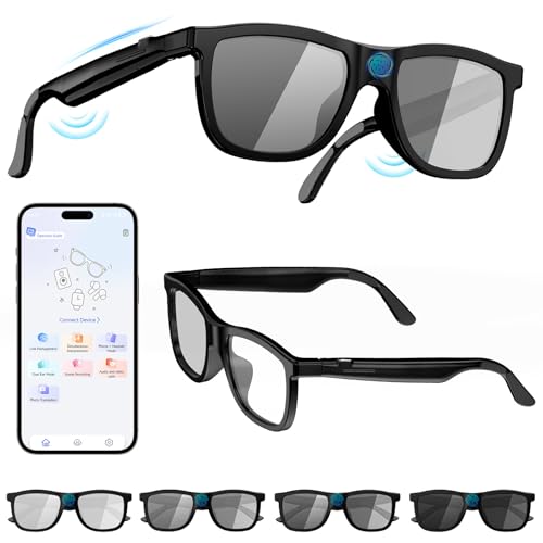 Osawalla 2026 Smart Audio Glasses with Electrochromic Lenses, Adjustable Tint Sunglasses for Driving,Travel,Daily Use,Open Ear Bluetooth 5.4, AI Translation, Premium Tech Gadget Gift for Men Women