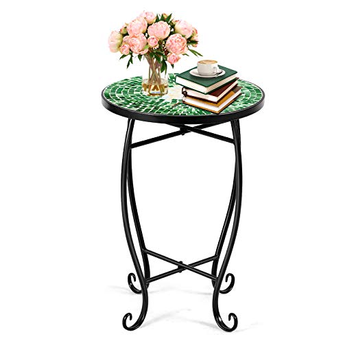 image for Giantex Outdoor Side Table, Mosaic Patio Table, 14inch Accent Table Pl