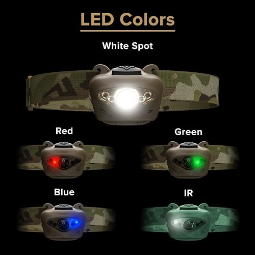 Linterna frontal Vizz Tactical MPLS multicam impermeable IPX7 con luces led de colores 4