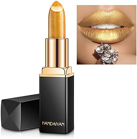 HANDAIYAN Rossetti Rossetto Glitterato Sirena Rossetto Perlato Metallizzato Formula Idratante Vegan e Cruelty-Free Rossetti a Copertura Totale (#01)