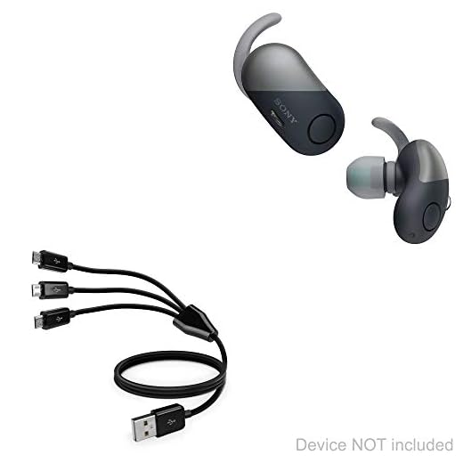 Cable for Sony WF-SP700N (Cable by BoxWave) - MultiCharge MicroUSB Cable, Multiple Charging Cable Micro USB Cable for Sony WF-SP700N - Black