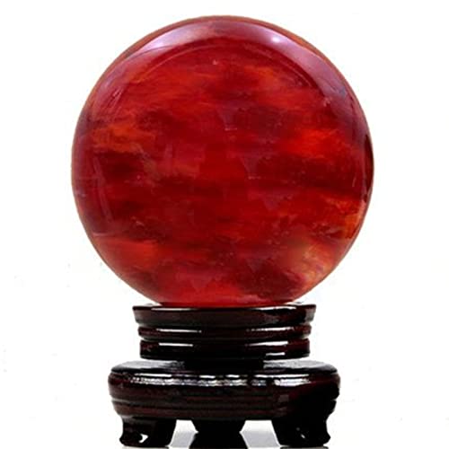 ステント付きの赤黒曜石球、 天然赤水晶球 瞑想、癒し、占いボール、ホームインテリア、風水に使用される溶融石英水晶宝石,150mm