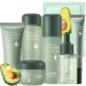 Avocado Skin Care Set, 11-In-1 Skincare Gift Set With Facial Cleanser, Face Serum, Face Cream, Eye Cream, Toner, moisturizing lotion& Facial mask. Skin Care Kit For Women Men