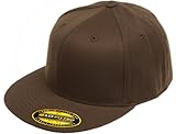 Original Blank Flexfit Flatbill Premium Fitted 210 Hat Cap Flex Fit Flat Bill Large/Xlarge - Brown