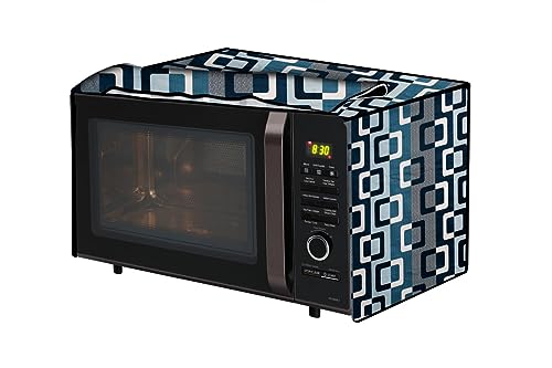 Image of The Furnishing Tree PVC Waterproof Microwave Oven Cover Compatible for Whirlpool 20 L Solo Magicook Classic-Knob Lattice Pattern Blue