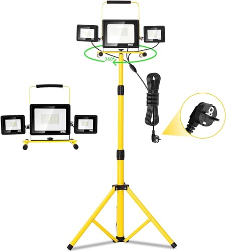 Viugreum LED Baustrahler 100W Led Strahler mit Stativ bis zu180cm...