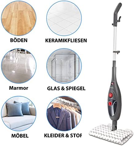 Moolan Steam Mop, Floor Steam Cleaner with Dual-sided Dirt Grip Pads for Sticky & Stubborn Stains, 12-In-1 Lightweight Handheld Steamer for Hardwood Floor, Tile, Laminate, Deep Cleaning