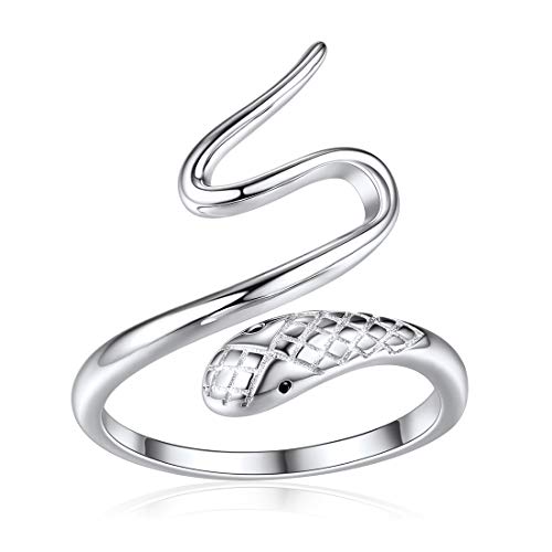 ChicSilver Serpiente Anillo Plata de Ley 925 para Muchachas Anillo Ajustable Animales...
