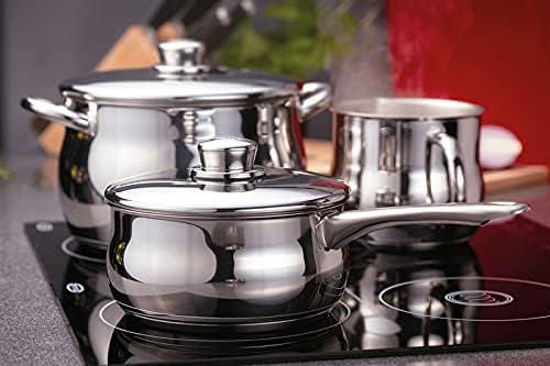 Stellar 1000 S163 Stainless Steel Jug Style Sauce Pot or Milk Pan with Lid 14cm 1.7L , Induction Ready, Dishwasher Safe Fully Guaranteed