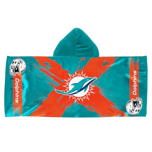 Northwest Miami Dolphins NFL Cross Out Youth Hooded Micro Fiber Towel 22 x 51 Inches