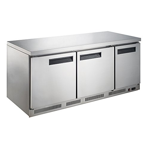 Dukers DUC72R 18.9 cu. ft. 3-Door Undercounter Commercial Refrigerator in Stainless Steel