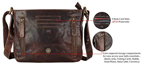 Image of Genuine Leather Crossbody Purse and Handbags - Crossover Bag Over the Shoulder