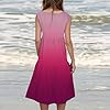 Women's Summer Dress Plus Size Boho Midi Dresses Casual Sleeveless Sundress Bohemian Pleated Beach Dress Ladies Flowy Holiday Swing Loose Fit Dresses for Party Evening Hot Pink #1
