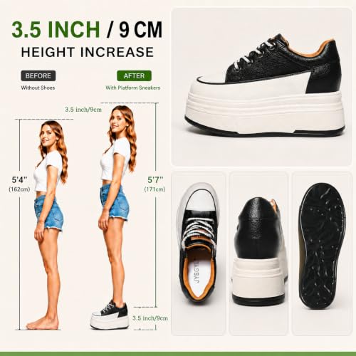 Image of Platform Sneakers for Women Chunky Casual Lace Up Comfort Shoes