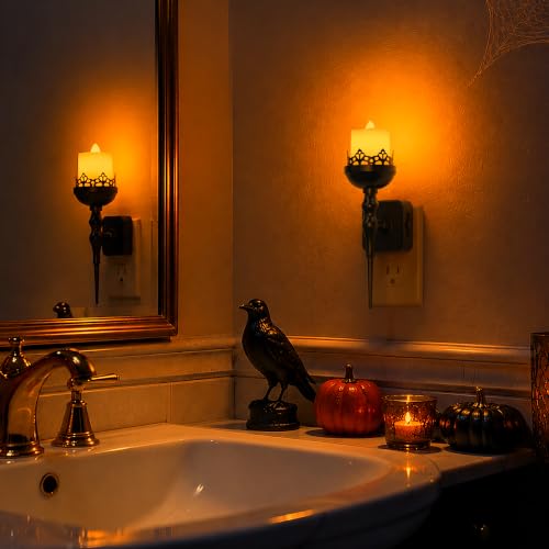 Image of Briignite Halloween Night Light, Gothic Candle Night Lights, Amber 1600K