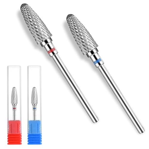 Gjinxi 2x Nagelfräser Bits 3/32 Wolframstahl Nagelbohrer Cuticle Fräser Bit Nagelhautbohrer Schleifköpfe Nagelfeile Nail Drill Bit für Entfernen Gelnägel Acryl Maniküre Pediküre Nagelhautentferner B