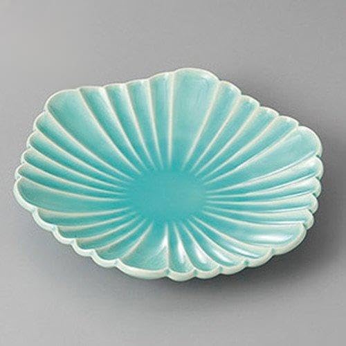 10個セットマリンブルー菊彫六角皿 [ 18.6 x 17.6 x 3.5cm ] 【 前菜