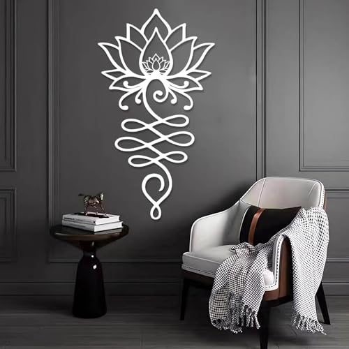 Décoration murale florale en métal lotus doré pour salon et méditation