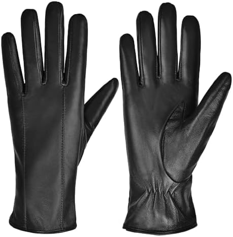 Dsane Winterhandschoenen voor dames, leer, touchscreen, tekst, warm rijden, lamsleer., Groen, L Dsane Winterhandschoenen voor dames, leer, touchscreen, tekst, warm rijden, lamsleer., Groen, L