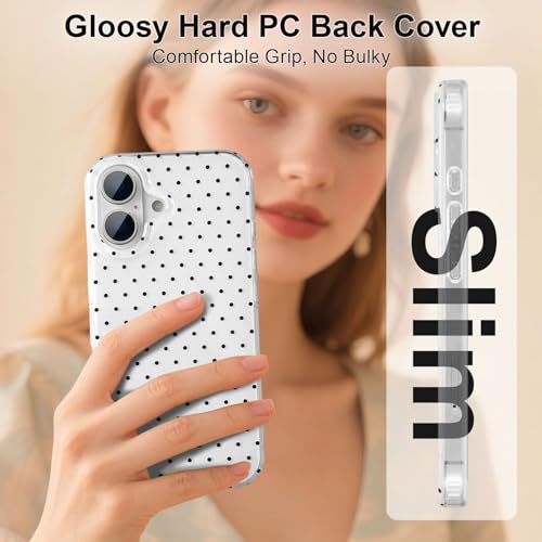 QLTYPRI for iPhone 16 Case, Cute Polka Dot Pattern Aesthetic Phone Case, Raised Camera Protection Durable TPU Slim Shockproof Protective Phone Cover for Girls Women - White - Image 6