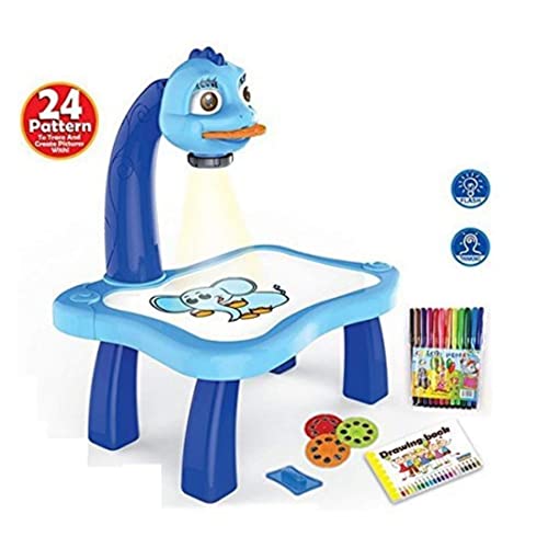 Image of Plastic Drawing Projector Painting Desk Table with 3 Patterns -12 Colorful Water Pens with Table Lamp for Better Creativity & Education for Kids