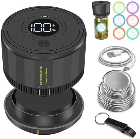Electric Mason Jar Vacuum Sealer, Auto Stop Mason Jar Vacuum Seal...
