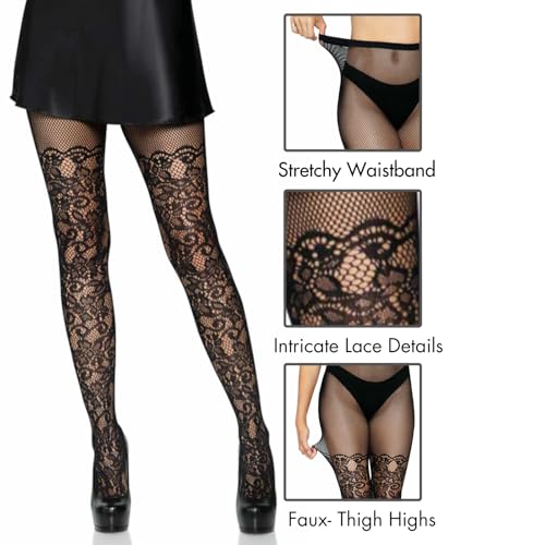 Image of Leg Avenue Women's Pattern Tights, Breathable Stretchy Fit With No-pinch Waistband
