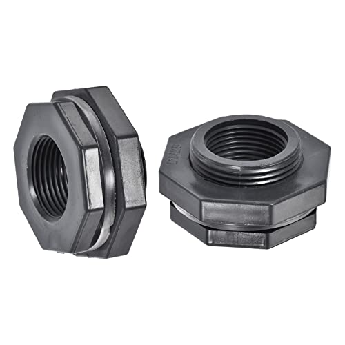 M METERXITY PVC Bulkhead Fitting, Double Threaded Bulkhead Water Tank Connector, with Silicone Gasket, Apply to Aquariums - Image 4