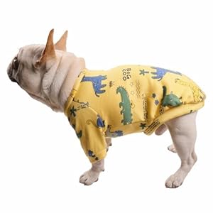 French Bulldog Clothes, Cartoon Fall Dog Fleece Sweaters for Medium Size Dogs Girl Boy, Frenchie Dog Winter Clothes for Small Medium Dogs, Pomeranian Teddy Pug Boston Terrier (Yellow,L)