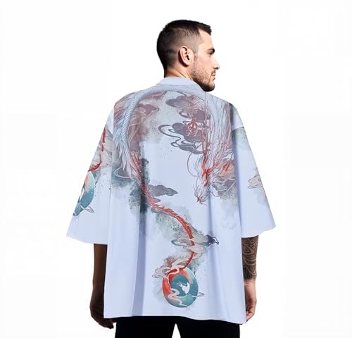 Image of Women's and Men Kimono Cardigan Japanese Long Sleeves Lightweight Open Front Coat Tops