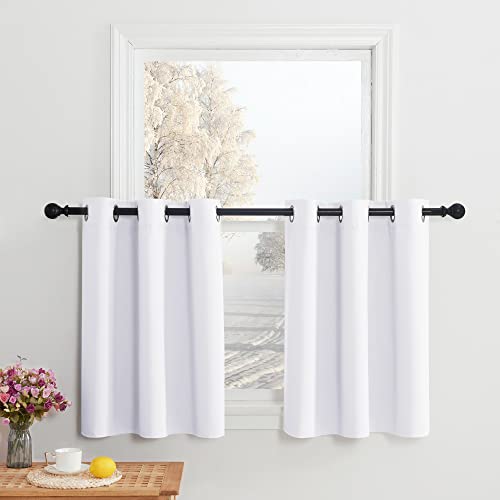 NICETOWN Half Window Tiers Curtain for Kitchen, 50% Blackout Small Curtains Grommet-Top Window Treatment Drapes for Office/Classroom/Bathroom/Thanksgi