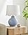 BoutiqueRugs Pojezerje Bohemian Ceramic Table Lamp for Bedroom, Bedside Nightstand - Decorative Boho Tabletop Lamp for Living Room - Rattan Shade - Light Blue, White